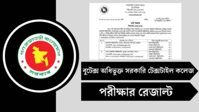 বুটেক্স অধিভুক্ত ১০ সরকারি টেক্সটাইল কলেজ ভর্তি রেজাল্ট ২০২৫